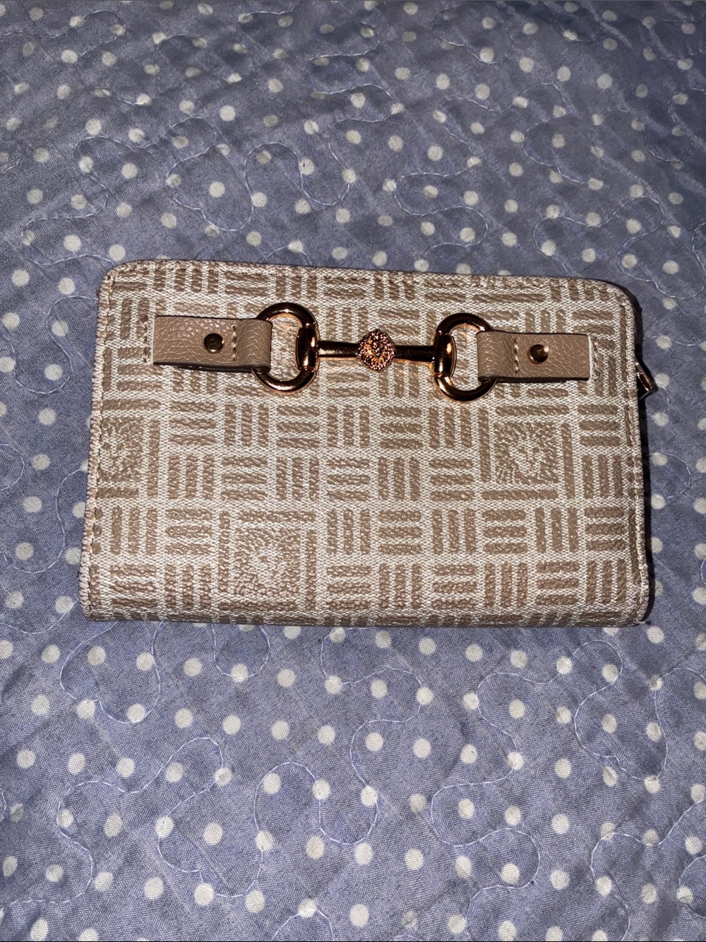 Anne Klein Tan Beige Cream Lion logo Wallet